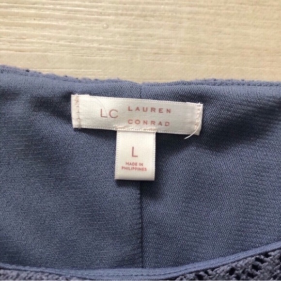 LC Lauren Conrad Elegant Lace Long Sleeve Top in Slate Blue - Picture 6 of 6